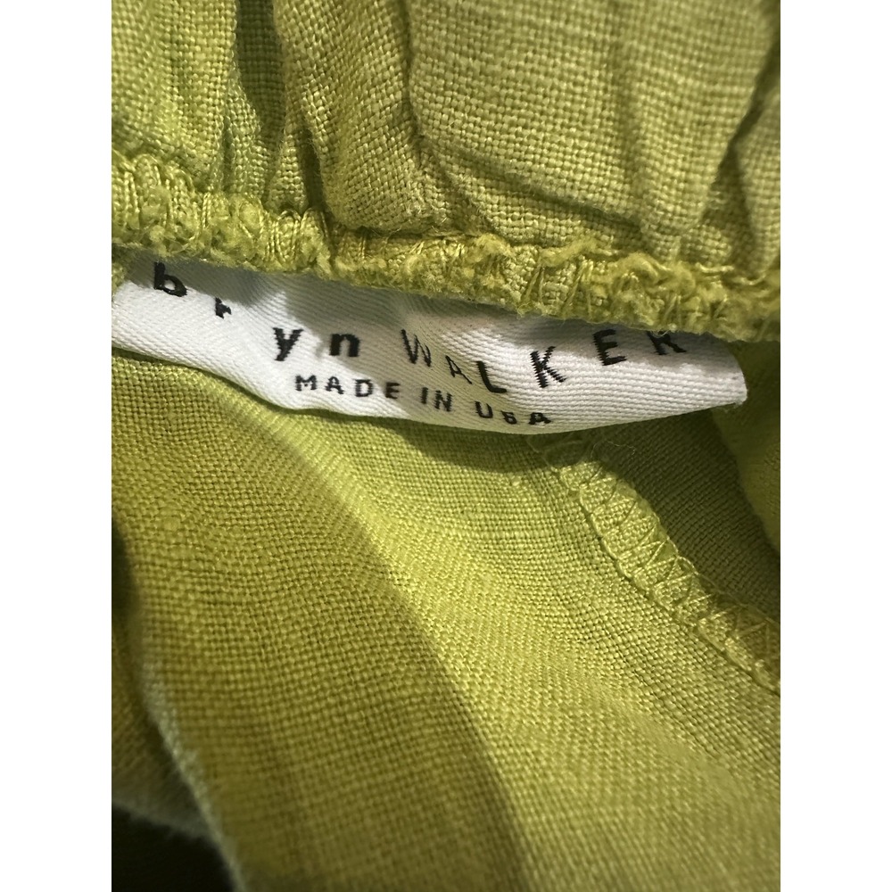 Bryn Walker 100% Linen Wide Leg Pull-On Pant Stretch Lagenlook Green Size Medium - Picture 5 of 12